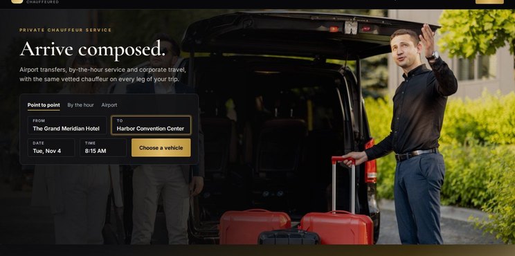 Sample chauffeur booking page