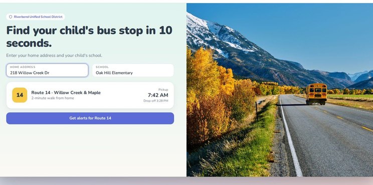 Sample bus-stop finder for a school district