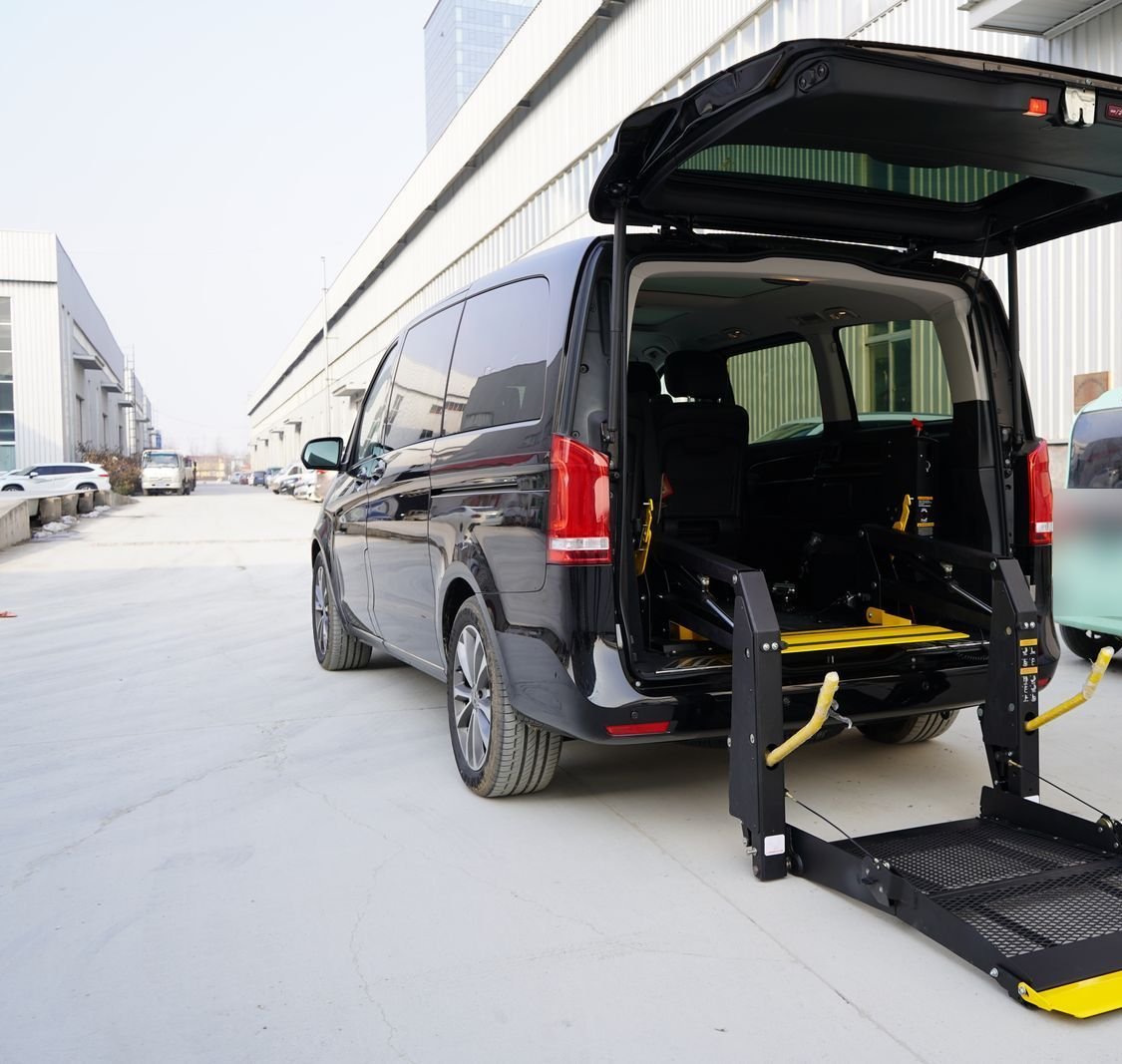 Sample medical transportation website: a van with its wheelchair lift lowered